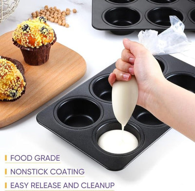 6-cup Muffin Pan – Non-stick Carbon Steel Cupcake Baking Tray