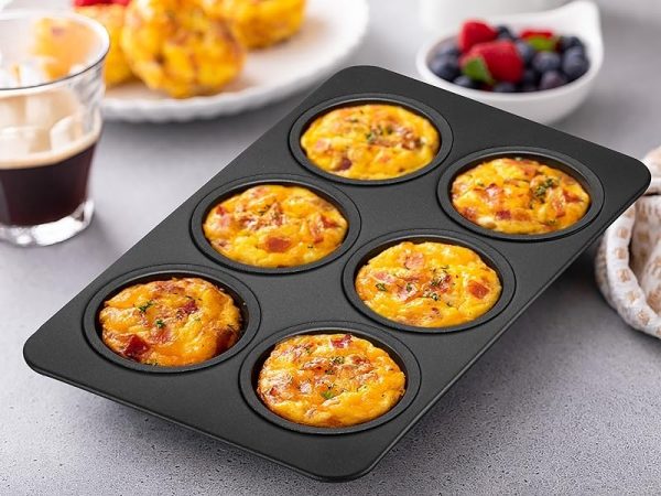 6-cup Muffin Pan – Non-stick Carbon Steel Cupcake Baking Tray