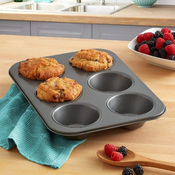 6-cup Muffin Pan – Non-stick Carbon Steel Cupcake Baking Tray