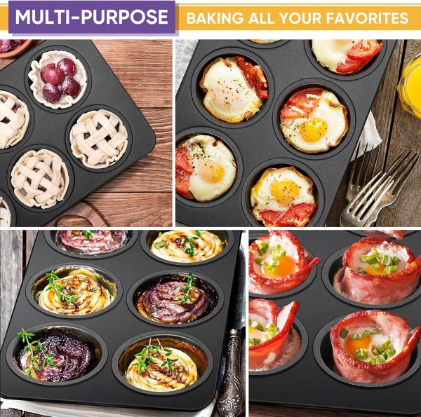 6-cup Muffin Pan – Non-stick Carbon Steel Cupcake Baking Tray