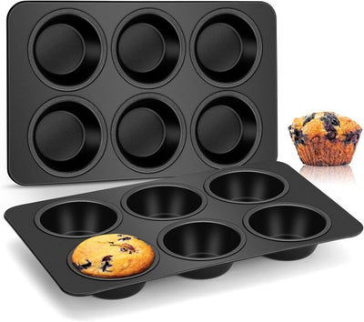 6-cup Muffin Pan – Non-stick Carbon Steel Cupcake Baking Tray