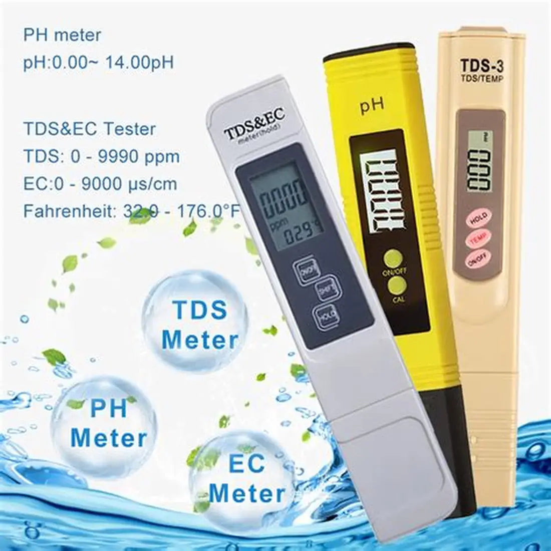 TDS Meter Digital Water Quality Tester 0-14 PH