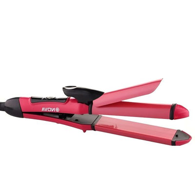 Nova 2-in-1 Hair Straightener & Curler – Model Nh-2009, Quick Heat-up Ceramic Plates For Smooth Straightening