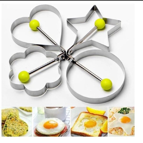 4pcs Stainless Steel Egg Ring Mold Set (star, Heart, Flower, Circle) For Creative Cooking