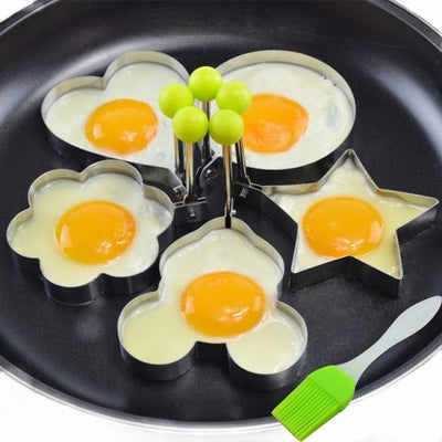 4pcs Stainless Steel Egg Ring Mold Set (star, Heart, Flower, Circle) For Creative Cooking