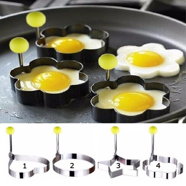 4pcs Stainless Steel Egg Ring Mold Set (star, Heart, Flower, Circle) For Creative Cooking