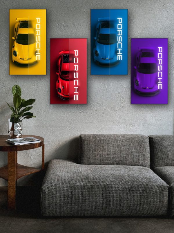Set Of 4 Car posters  – Wall Frames For Home & Office Decor