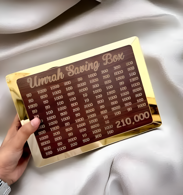 Umrah Saving Box – Box For Umrah Saving, Wooden Money Box For Umrah – 210,000
