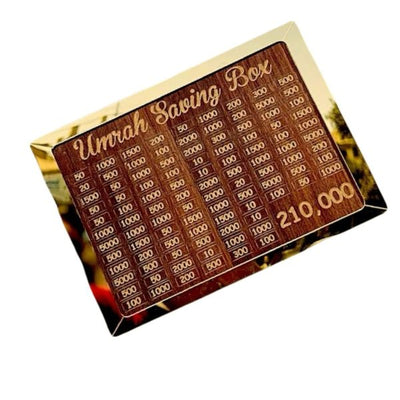 Umrah Saving Box – Box For Umrah Saving, Wooden Money Box For Umrah – 210,000