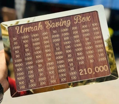 Umrah Saving Box – Box For Umrah Saving, Wooden Money Box For Umrah – 210,000