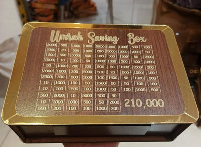 Umrah Saving Box – Box For Umrah Saving, Wooden Money Box For Umrah – 210,000