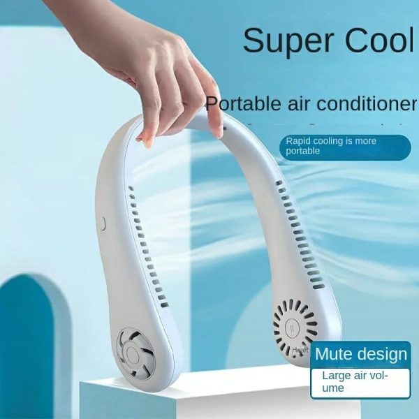 X5 Leafless Hanging Neck Fan With Adjustable Neck Band – Portable Rechargeable Neck Fan