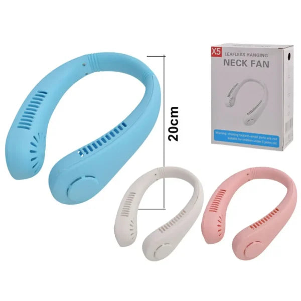 X5 Leafless Hanging Neck Fan With Adjustable Neck Band – Portable Rechargeable Neck Fan