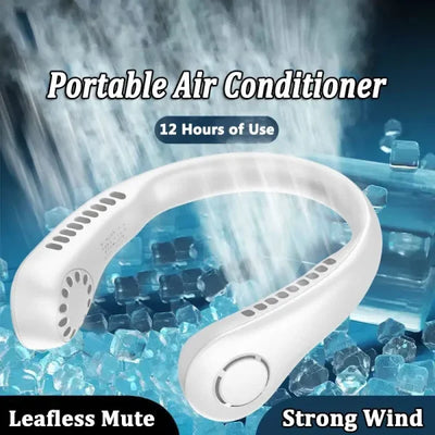 X5 Leafless Hanging Neck Fan With Adjustable Neck Band – Portable Rechargeable Neck Fan