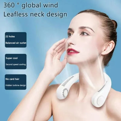 X5 Leafless Hanging Neck Fan With Adjustable Neck Band – Portable Rechargeable Neck Fan